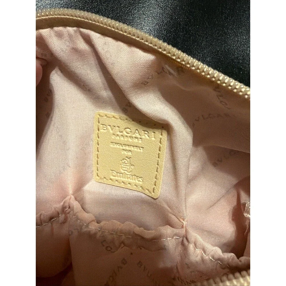 Bvlgari Parfums Cream Cosmetic Makeup Pouch Bag Pink Lining